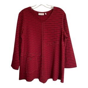 Habitat Clothes to Live In Textured Tunic Top Small Red Black Artsy Boho Lagen